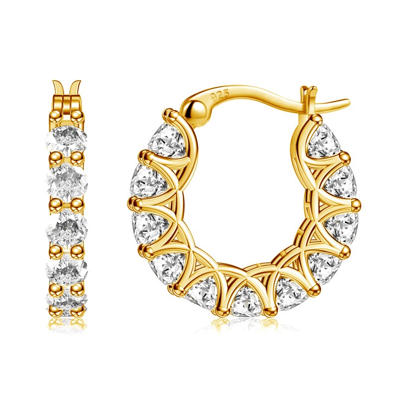 Allencoco Cubic Zirconia Huggie Hoop Earrings - Jewelry For Women, 14K Gold, 925 Sterling Silver Post Hypoallergenic (14K Gold CZHoop 16mm) - Image 1